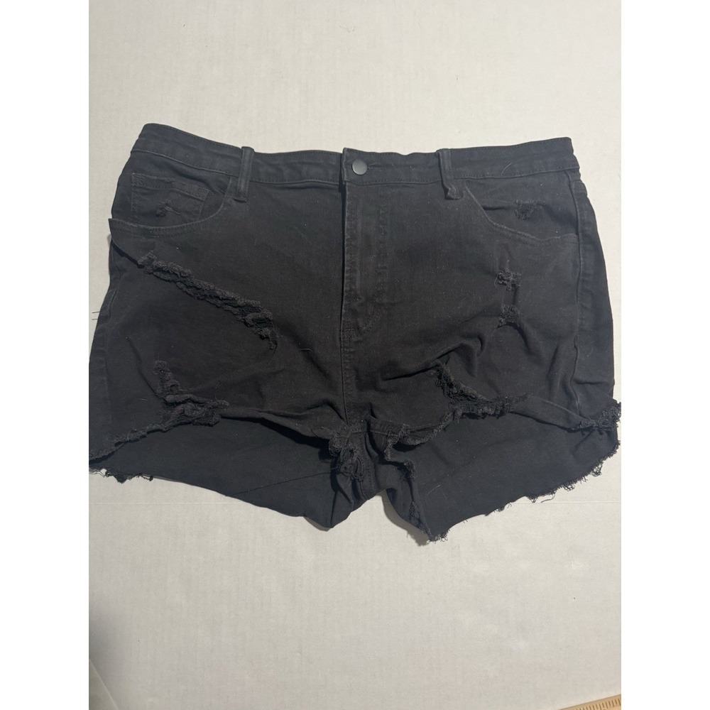 Fashion Nova Black Distressed Shorts, Women's 18